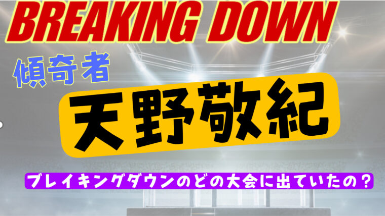 【傾奇者】天野敬紀はブレイキングダウンのどの大会に出場していたの？【wikiまとめ】